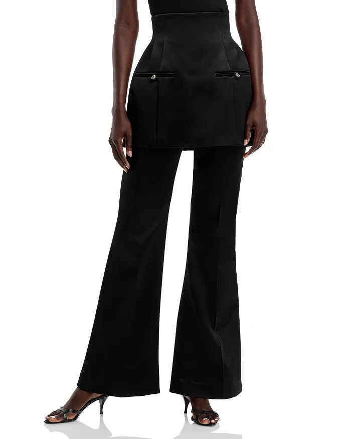 A.W.A.K.E. MODE Layered Skirt Pants Womens 36 Black Welt Pocket Back Zip Closure - Picture 1 of 18