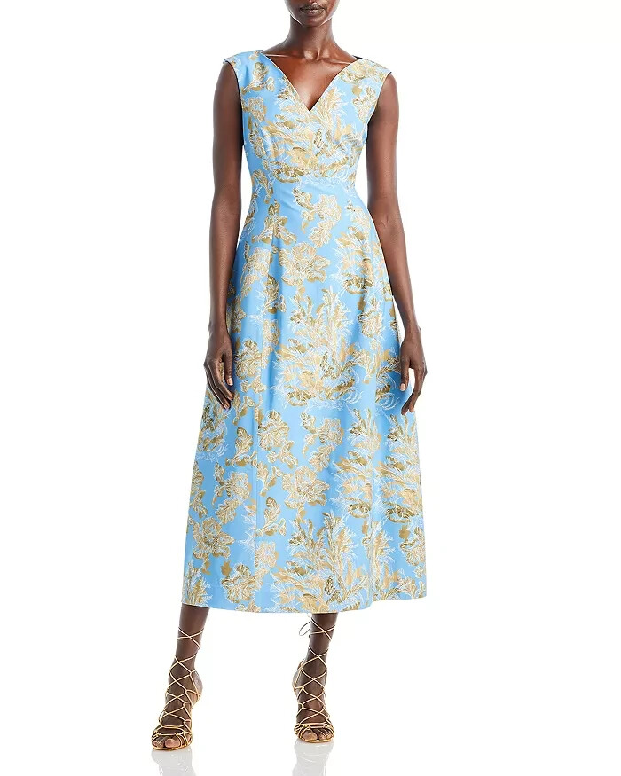Lafayette 148 New York Sleeveless Portrait Dress Women's 2 Cool Blue Multi ZipUp - Picture 1 of 16