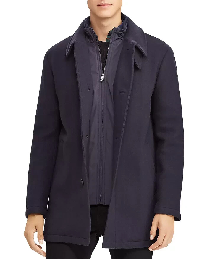 Men's Polo Ralph Lauren Melton Navy Car Coat 44R 44 R Wool