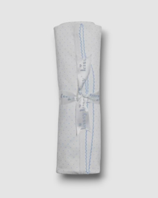 Kissy Kissy Baby Boy White Blue Polka-Dot Cotton Soft Blanket One Size
