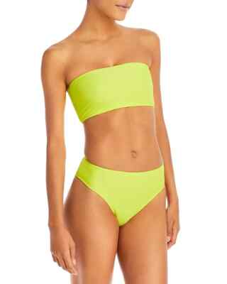 $198 Frankies Bikinis Slime Jenna Ribbed Bandeau Highwaist Bikini XL Large ymy07