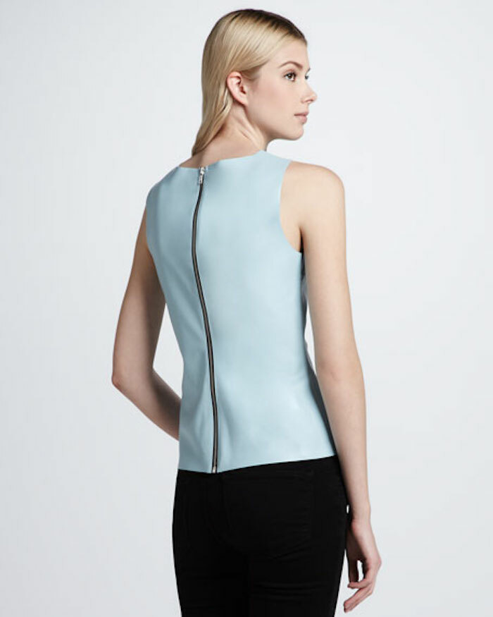 Pre-owned Patterson J. Kincaid Pjk Patterson J Kincaid Melissa Leather Shell Top Blue Size Xs