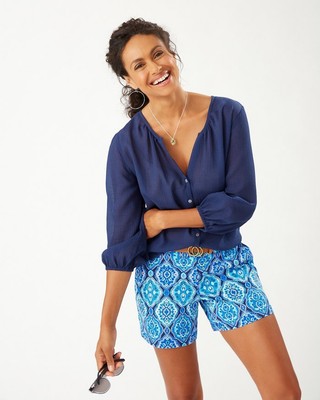 Женские шорты Tommy Bahama с медальоном Boracay Mara Medallion длиной 5 дюймов, Island Navy, 4