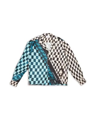 Blue Sky Inn Checkered Pool Oversized Fit Shirt Men's Large Multi Long Sleeve