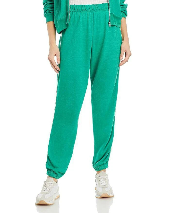 Aqua Reynolds Piped Sweatpants Women's L Green/White Elasticized Hems Pull On - Picture 1 of 17