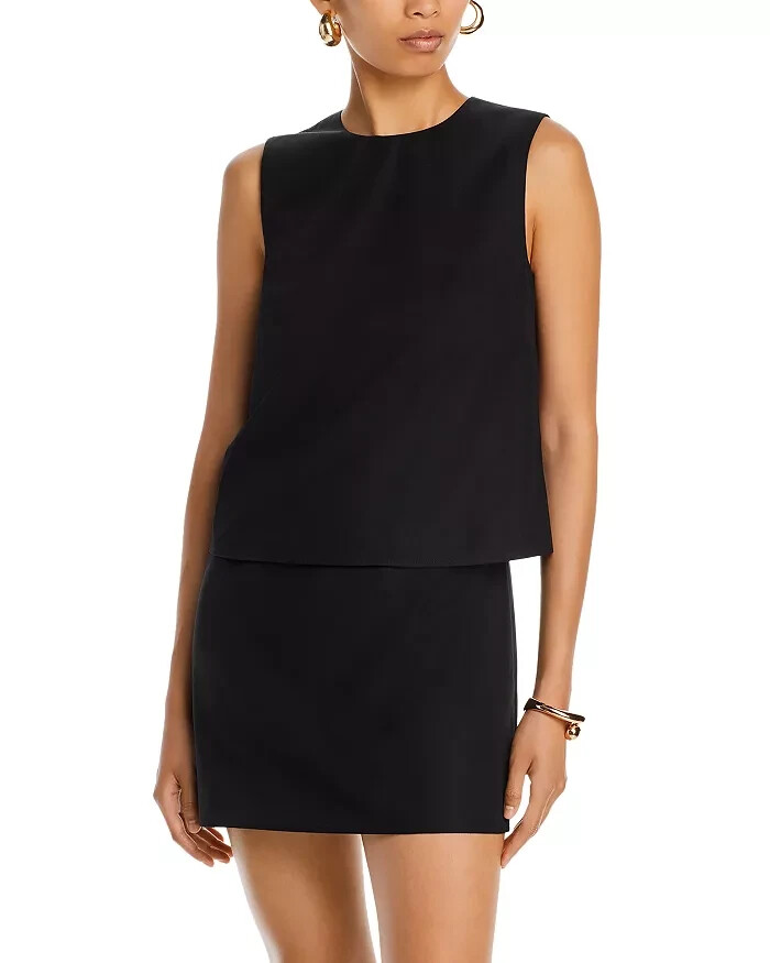 Theory Popover Waist Shift Dress Women's 6 Black Round Neck Button Back Closure - Picture 1 of 13