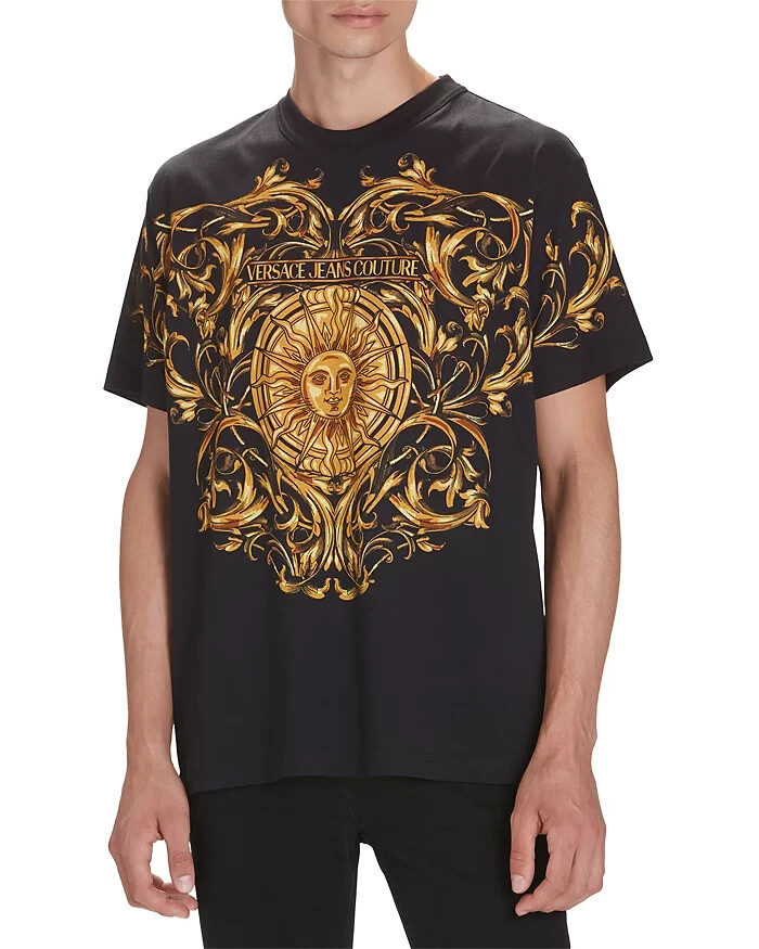 🌞VERSACE JEANS COUTURE Black Gold Logo Sun Sunflower