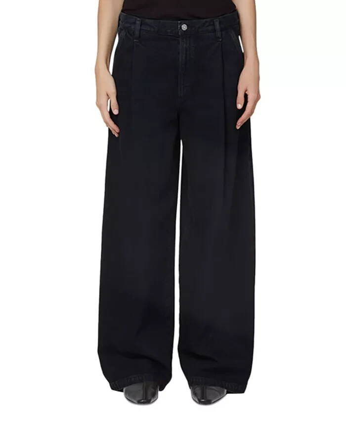 AGOLDE Ellis High Rise Wide Leg Jeans Women's 23 Crushed Button Zip Closure - Picture 1 of 18