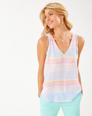 

Майка Tommy Bahama Harbour Stripe Shell, белая, маленькая, Белый