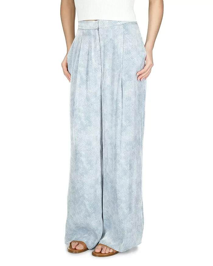 MICHAEL Michael Kors Petal Wide Leg Pants Women's L Chambray Zip Hook & Bar - Picture 1 of 16
