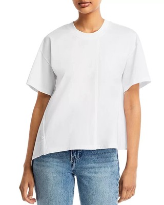 3.1 Phillip Lim Short Sleeve Draped Combo Tee Women's S White Scoopneck Pullover