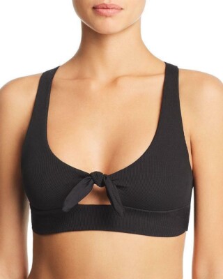 NWT L*Space XS Black Tara Racerback Bikini Swimsuit Top New