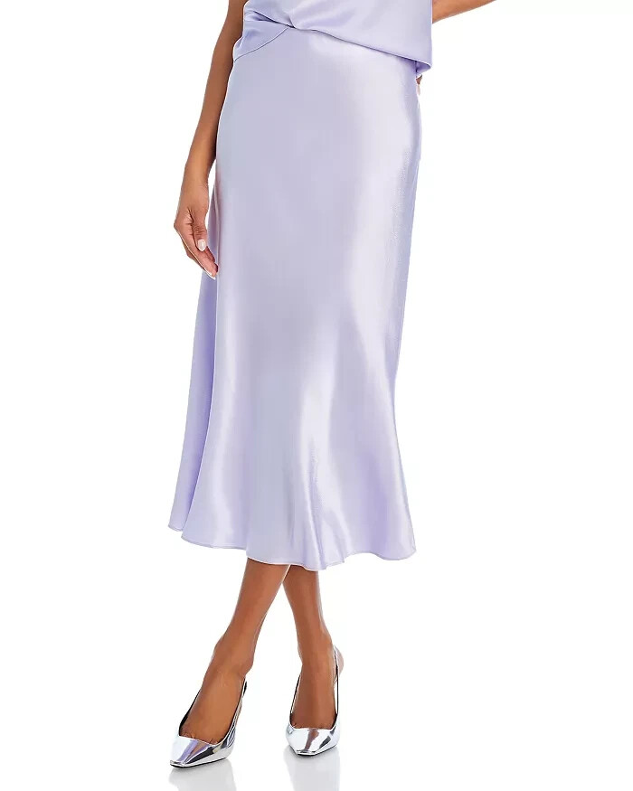 Rails Anya MIDI Skirt Women's Medium Lilac Ice Solid Elastic Waist Pull On - Picture 1 of 14