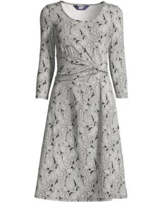 LANDS' END PM(10-12), PL(14-16) Paisley Twist Front Fit & Flare Dress NWT $73