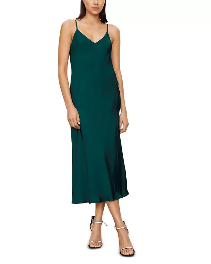 Velvet by Graham & Spencer Poppy Slip Dress Women's L Fern Green V-Neck Pullover - Picture 1 of 13