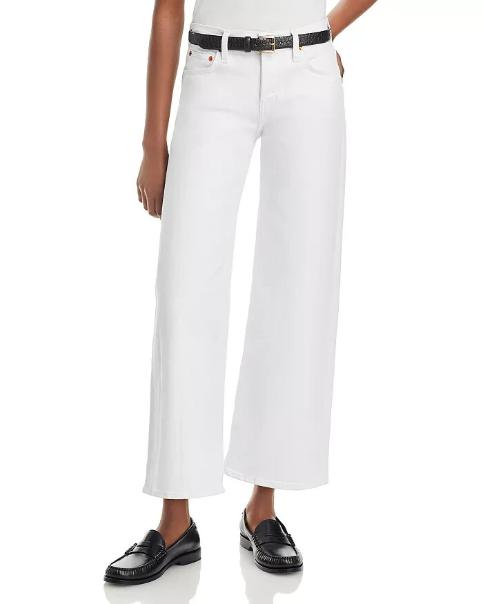 Re/Done Mid Rise Crop Wide Leg Jeans Women's 23 White Belt Loops Button Closure~ - Picture 1 of 18