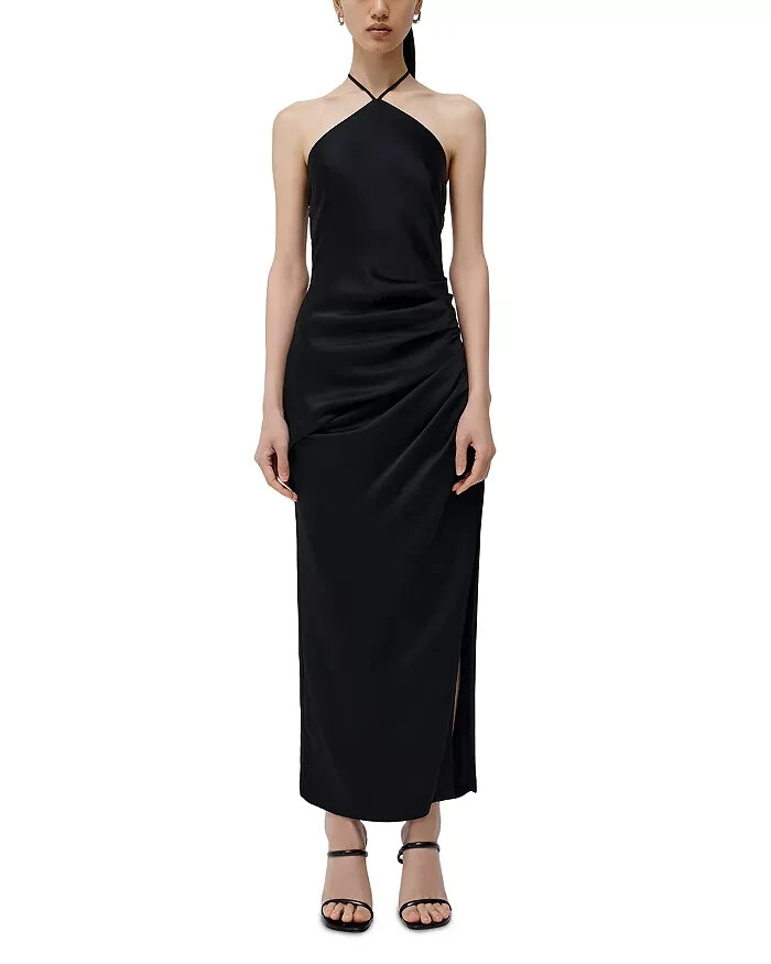 SIMKHAI Hansel Halter Neckline Gown Women's 0 Black Sleeveless Back Zip Closure - Picture 1 of 14