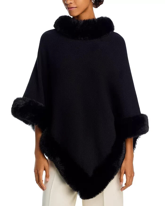 Adrienne Landau The Penny Poncho Women's One Size Jet Black Pullover - Picture 1 of 15