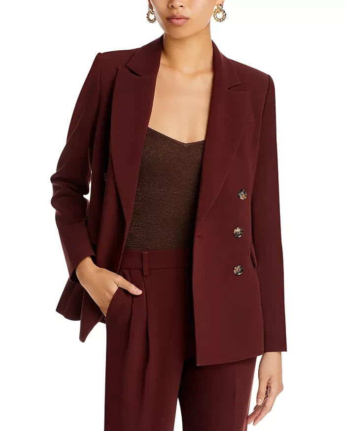 PAIGE Malbec Blazer Women's 2 Mahogany Welt Pockets Long Sleeve Button Front - Picture 1 of 20
