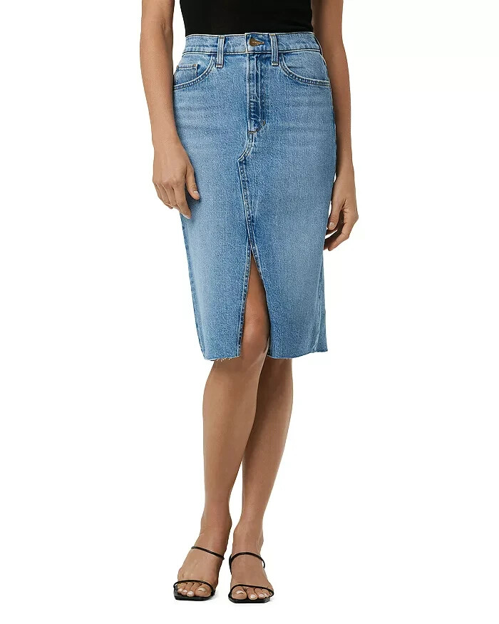 Joe's Jeans The Joplin Denim Skirt Women's 24 Bad Habit Faded Button Zip Closure - Picture 1 of 16