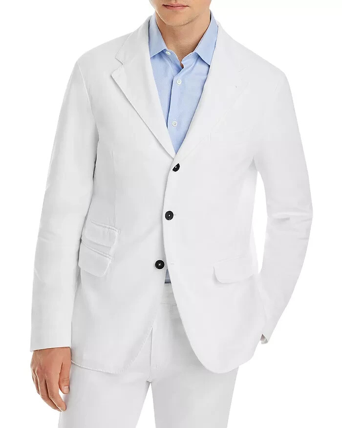 Pre-owned Massimo Alba L100007 White Cotton & Cashmere Garment Regular Suit Jacket Size 50