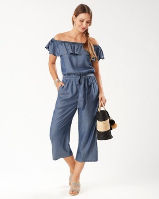 Женский укороченный комбинезон Tommy Bahama из Шамбре, Шамбре, X-Small
