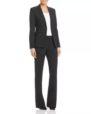 Pre-owned Hugo Boss Black Women's Jabina Longline Stretch Wool Blend Blazer, Us 4