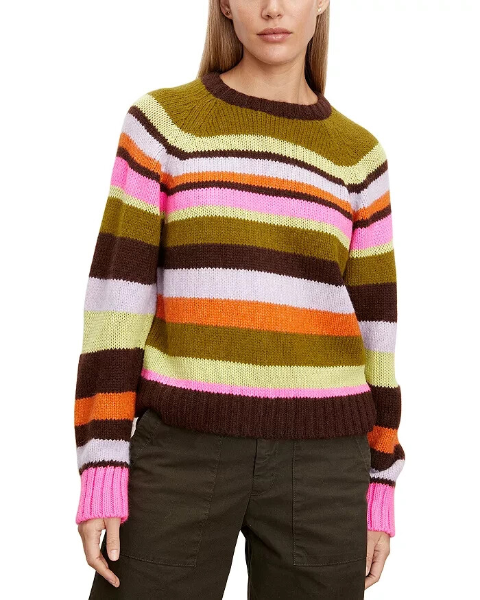 Velvet by Graham & Spencer Nessie Striped Sweater Women's S Multi Crew Neck L/S - Picture 1 of 16