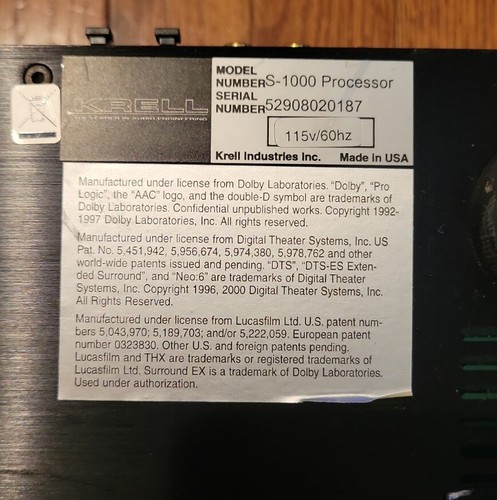 Krell S1000 Surround Sound Processor