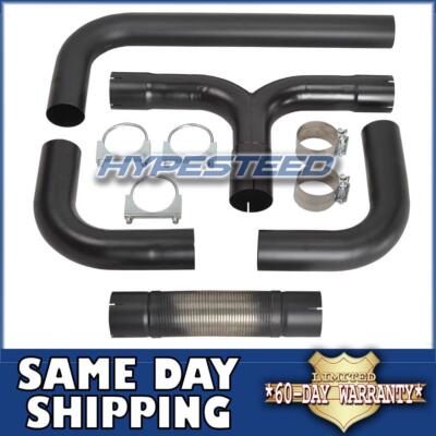 Black Stainless Steel 4'' Universal T Pipe Kit Dual Smoker Exhaust Stack System