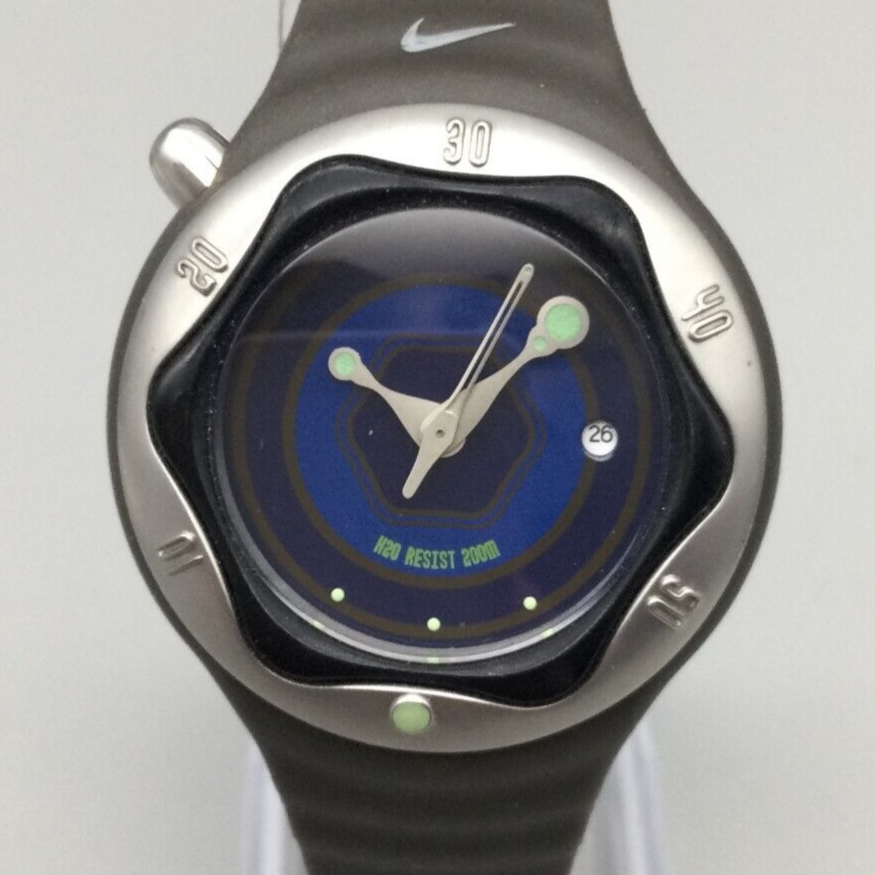 Nike Cayman Watch Unisex 34mm Silver Tone Blue Black WW0011