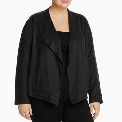 Lysse Inga Faux suede Jacket Plus Size 2X Womens Black Moto Draped