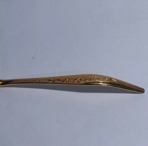 JH Carlyle Golden Bouquet Gravy Ladles 6 3/4 Inch Gold Electroplate Set Of 2