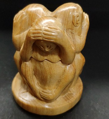signed by the artist One hand carved boxwood ojime: Monkey symbol of prosperity and wisdom wood monkey bead year of the monkey