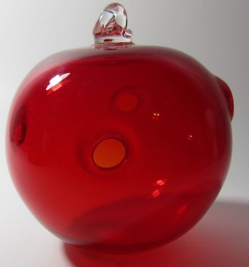 Hanging Hand Blown Glass Humming Bird Nectar Feeder Red F2-25