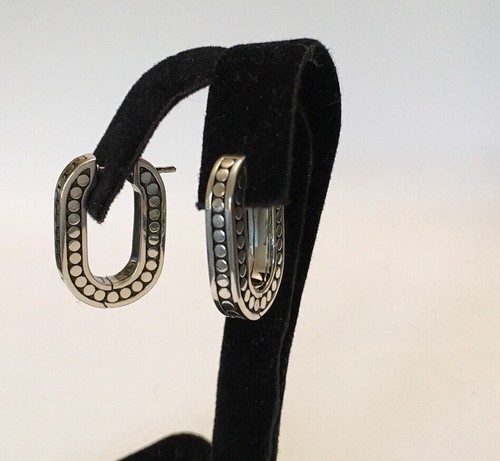 JOHN HARDY Sterling Silver Dot Collection Hoop Earrings nwt $295