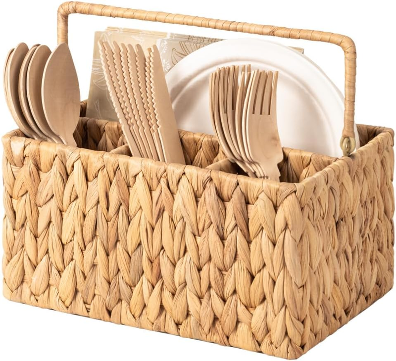 Cutlery Basket for  Rattan Utensil Holder Countertop Organizer
