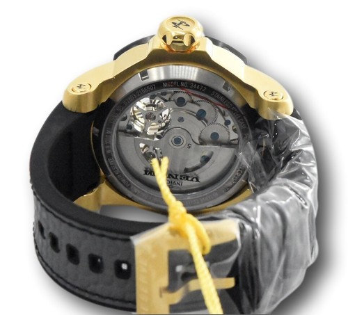 Pre-owned Invicta Reserve Venom Men's 52mm Double Open Heart Automatic Gold Watch 34472