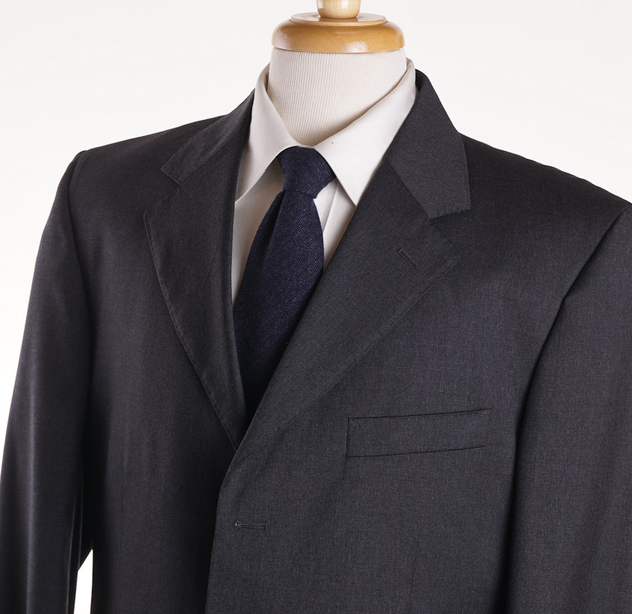 Pre-owned Luciano Barbera $1495  Solid Charcoal Gray Wool Suit 44 S (eu 54c) Modern-fit