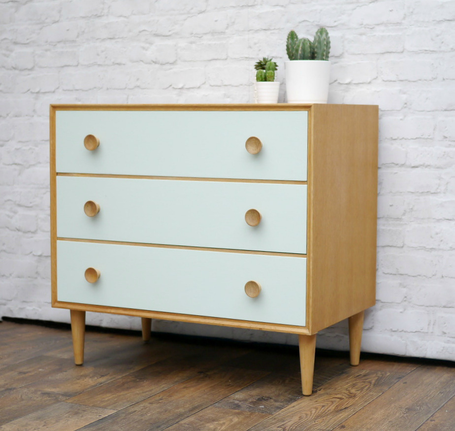 Upcycled Chest of Drawers Painted in Eau De Nil, Mint Green, Mid