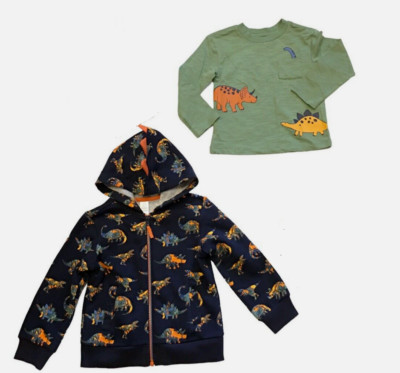Little Me Boy's 2 PC Dino Set Full Zip Hoodie LS T-Shirt(MULTI 4T)NWT