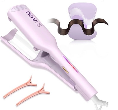 NOVUS Waver Curling Iron Anti-Scald Hair Crimper,2 Barrel Ionic Wavy Hair Curler