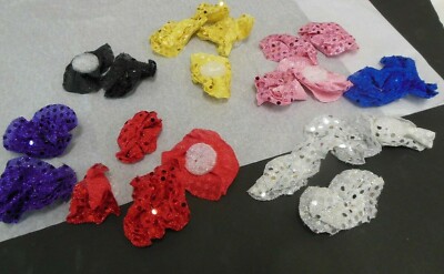 Faux sequin rosettes Lot of 11 sets Dance shoe trim craft Headpieces ruffled