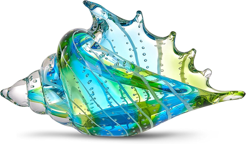 Hand Blown Glass Conch Figurines Ornament,Sea Animal Ornament for Home Decor,Sea