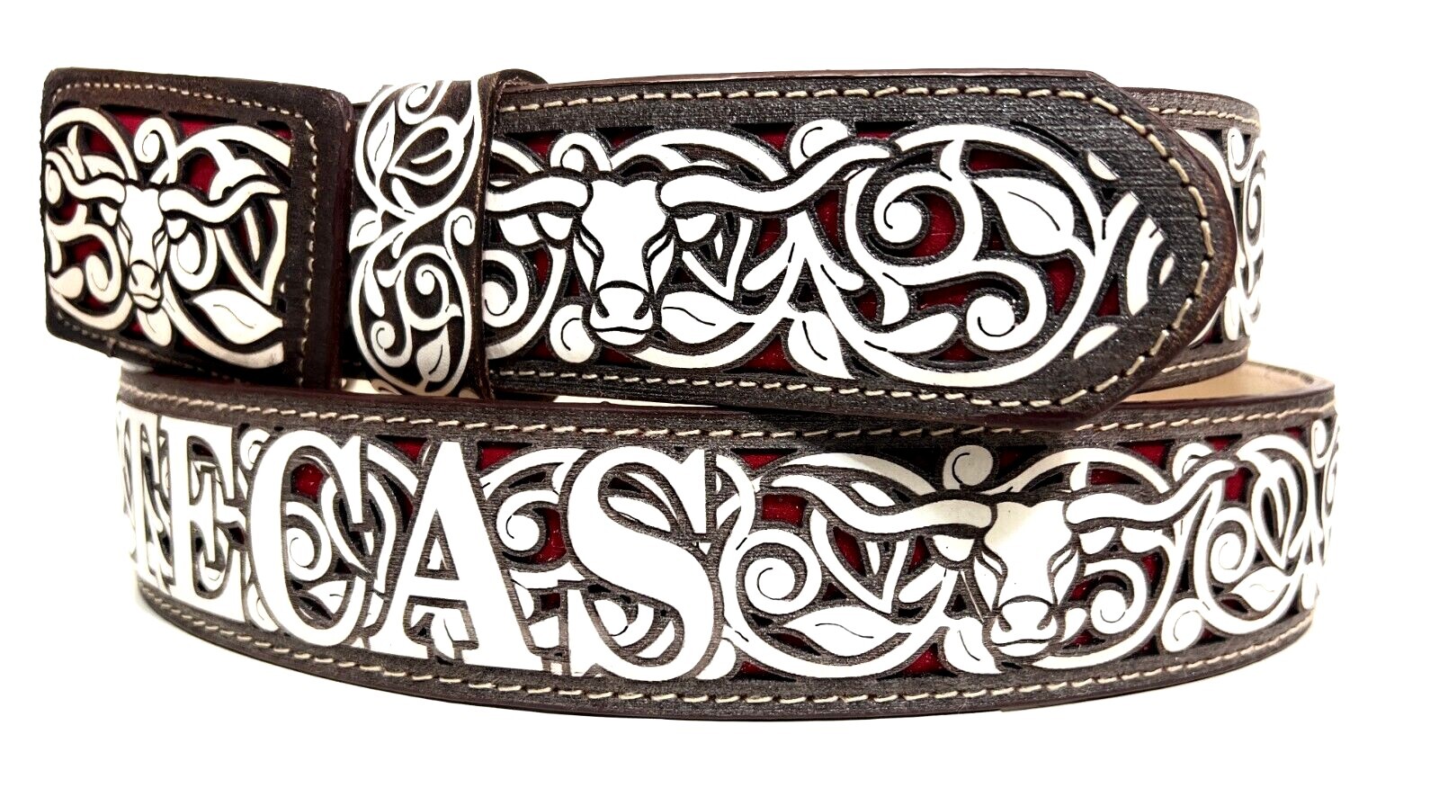 MEN'S ZACATECAS WESTERN LEATHER BELT COWBOY RODEO BELT. CINTO VAQUERO ZACATECAS