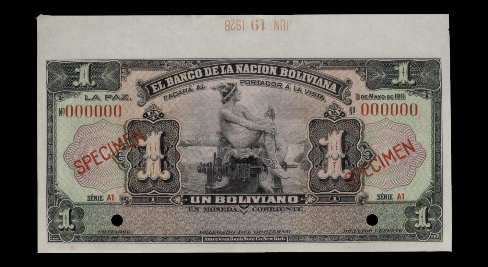 Bolivia P103s, Specimen Banknote.
