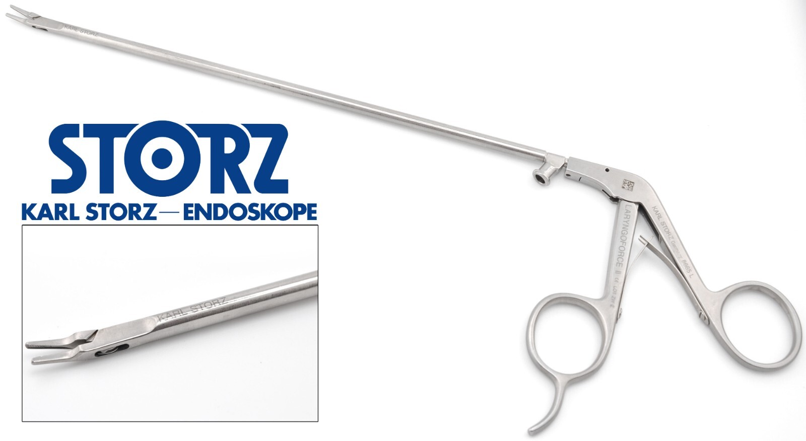 KARL STORZ 8665 L Steiner Laryngoforce II Clip Forceps, Jaws KARL STORZ 8665 L Steiner Laryngoforce II Clip Forceps, Jaws