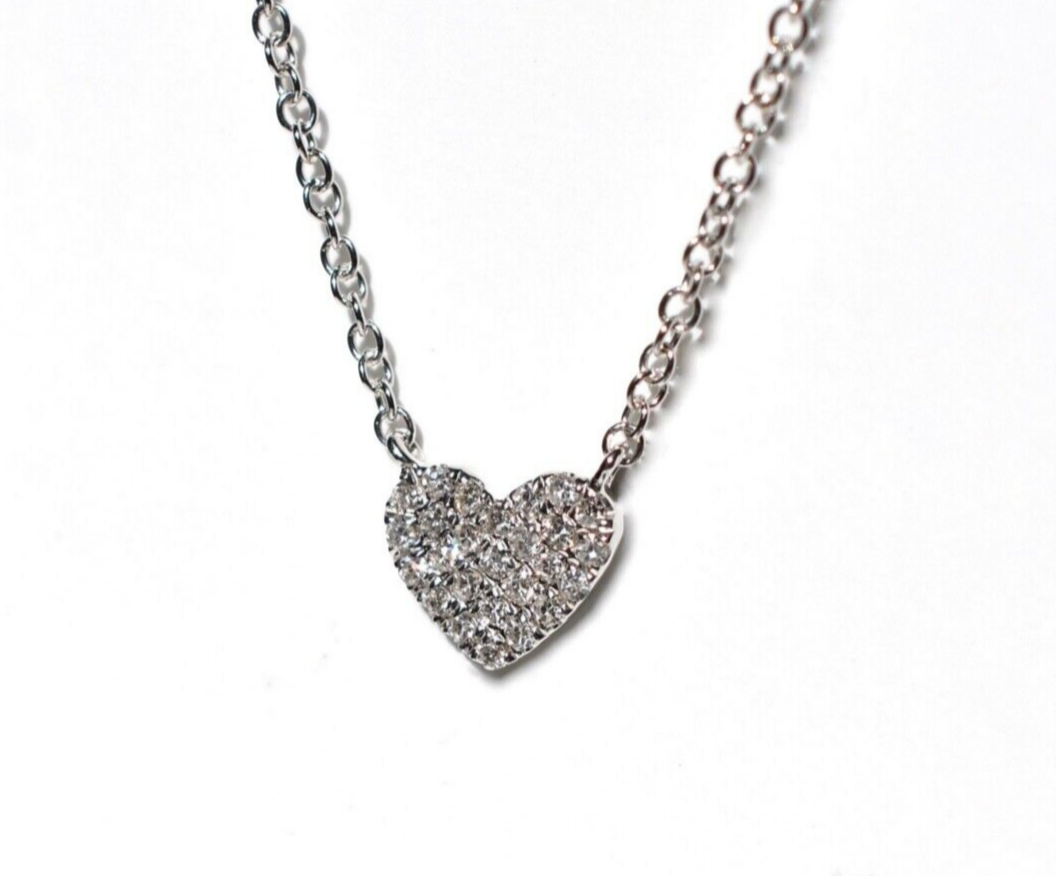 14k Pave Diamond Heart Pendant Layering Pendant/ Necklace | eBay