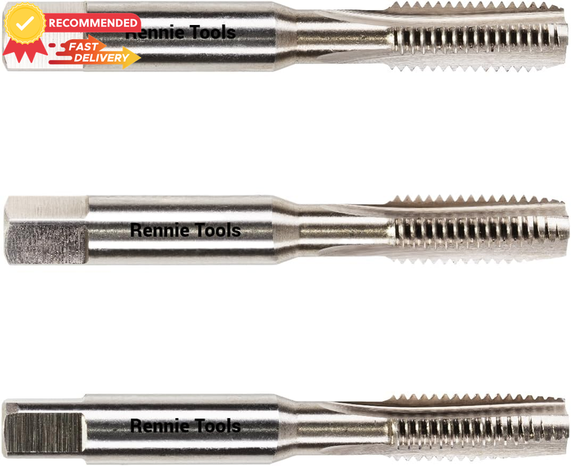 M8 X 1.25 Metric Hand Tap Set - 3-Piece HSS Taper, Plug, Bottom Tap, 8mm Tool