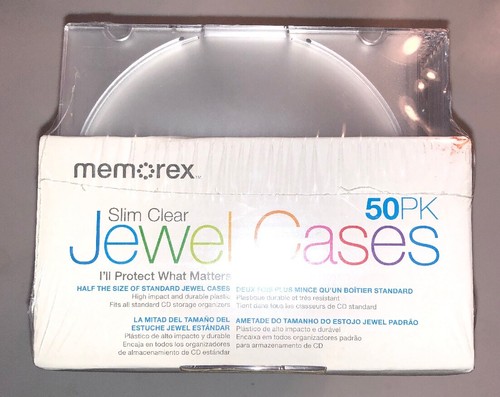 50 New Memorex Single Slim All Clear CD DVD Jewel Case Box